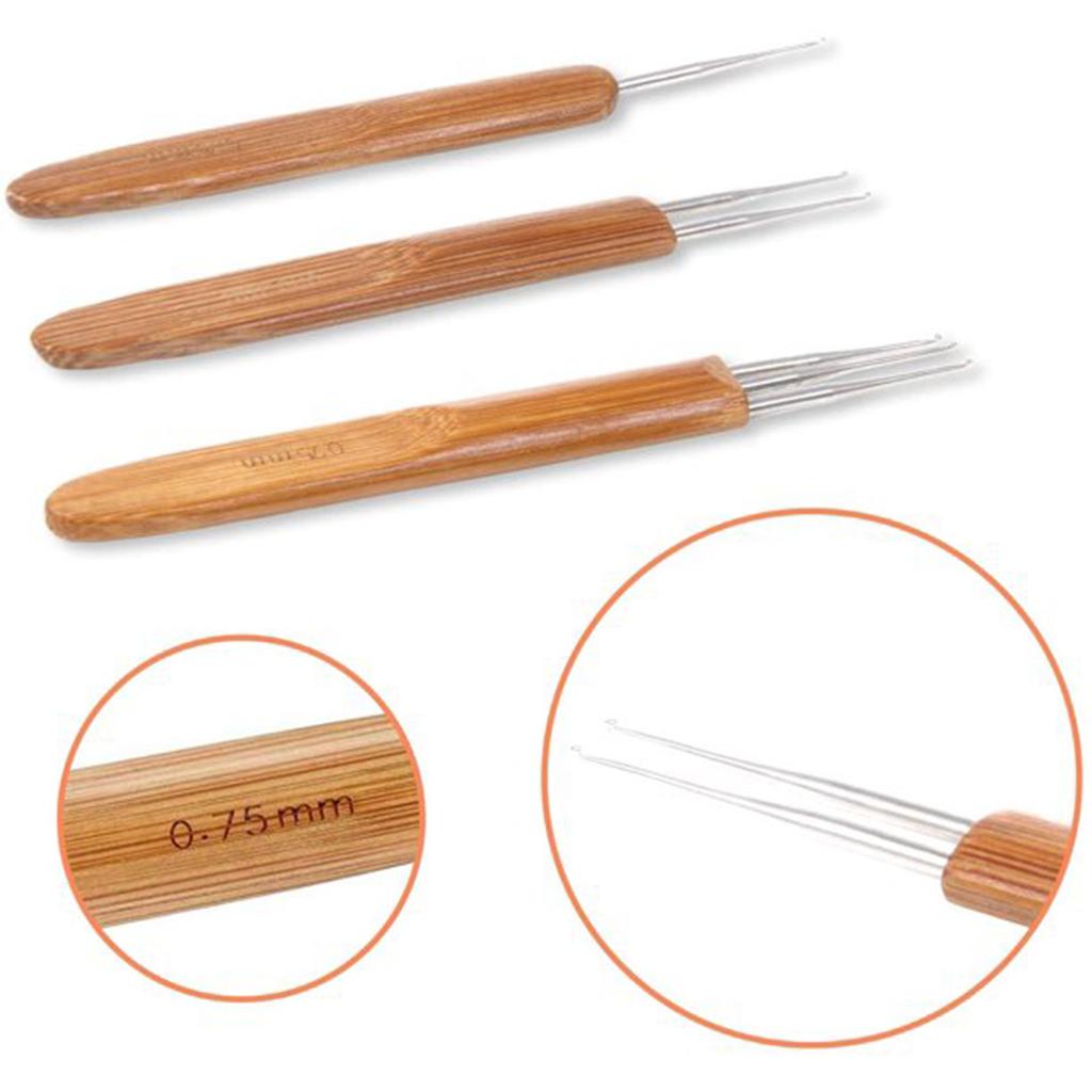 Carbonized Bamboo- Handle Crochet Reggae Dirty Debate Hair Extension Crochet Double-headed Three-headed Dirty Braid Hook Wig Crochet Hair Piercer