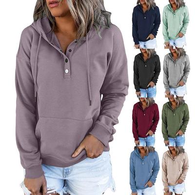 2024 Women's Loose Casual Hooded Sweatshirt with Drawstring and Pockets