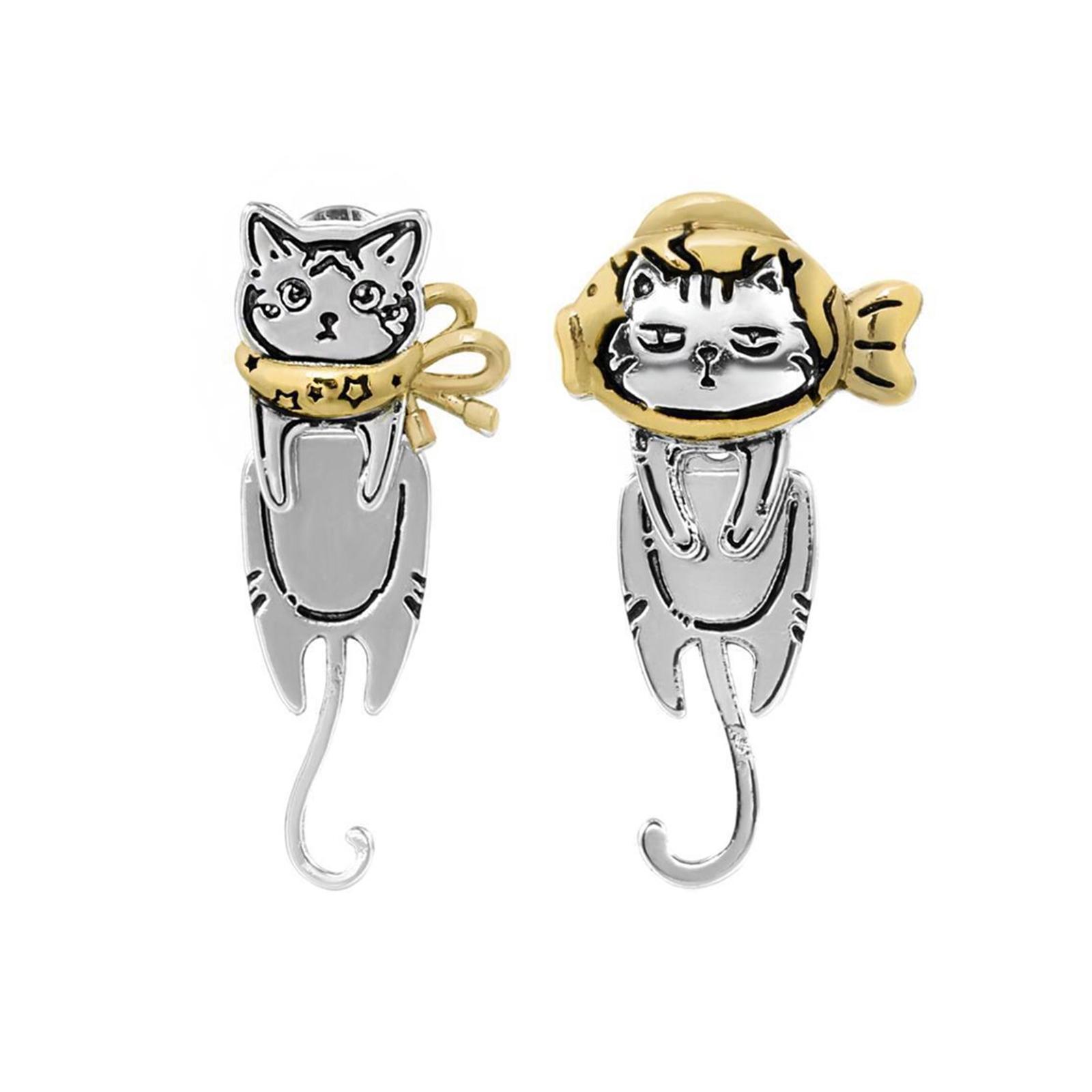 

Уникальные серьги «Разделенные кошки» в серебристом тоне, портативные подарки на день рождения для друга, который любит кошек, для повседневного ношения