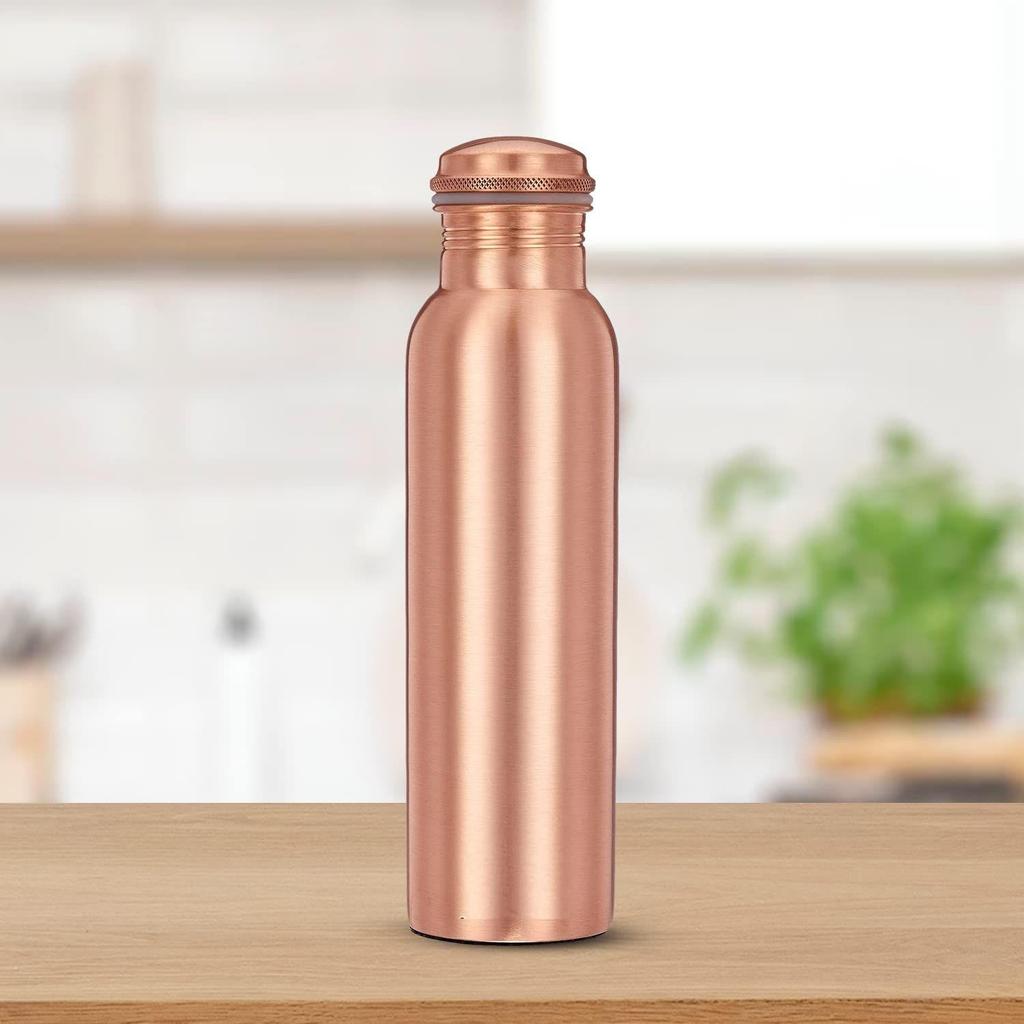 100 % ren kobber vannflaske I lekkasjesikker og rustsikker I kobberflaske for hjem, skole og kontor | Matt finish | 950 ml | Sett med 2