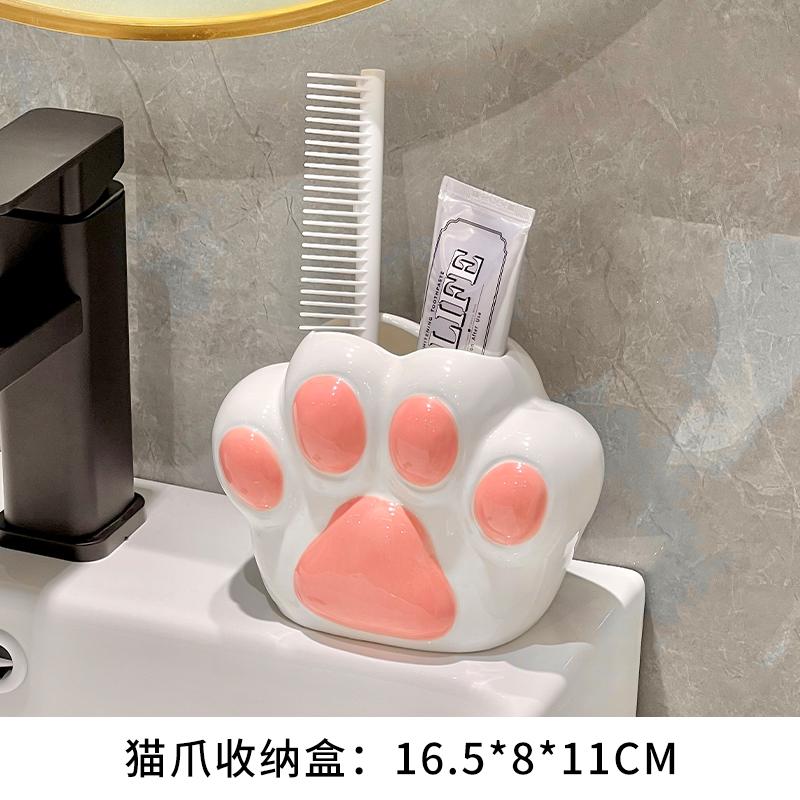 Dozator de Săpun cu Gheare de Pisică Drăguț Hotel Ceramic Sticlă pentru Spălarea Mâinilor Suport pentru Periuțe de Dinți Farfurie pentru Săpun Accesorii Consumabile pentru Baie Acasă