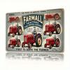Farmall Vintage Tractor Metal Wall Art Sign - Rustic Farmhouse Decor for Home Garage Man Cave Garden Office Indoor Outdoor