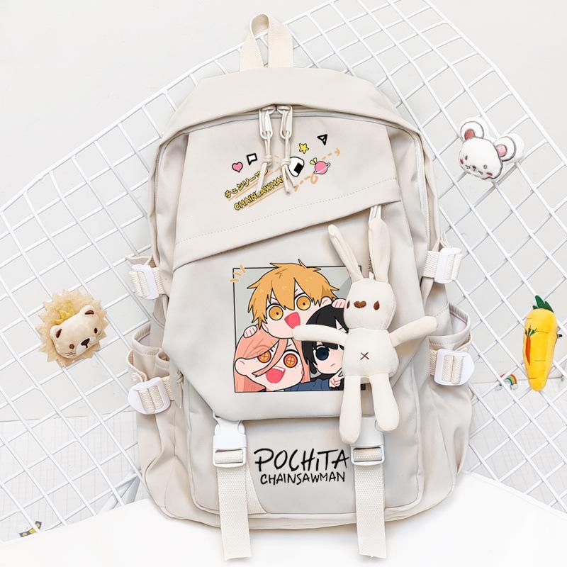 Student Schoolbag, Large-Capacity Business Computer Bag, Animation Cartoon, Chainsaw Man, Peripheral Backpack. 31x42x12cm