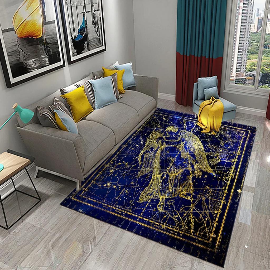Twelve Constellations Carpet Astrology Rug Mystic Divination Rectangle Area Rugs for Adult Yoga Mats Living Room Decor Door Mat
