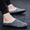 Men's Summer Half-Slip Breathable Closed-Toe Sandals Non-Slip Odor-Resistant Beach Linen Lazy Slip-On