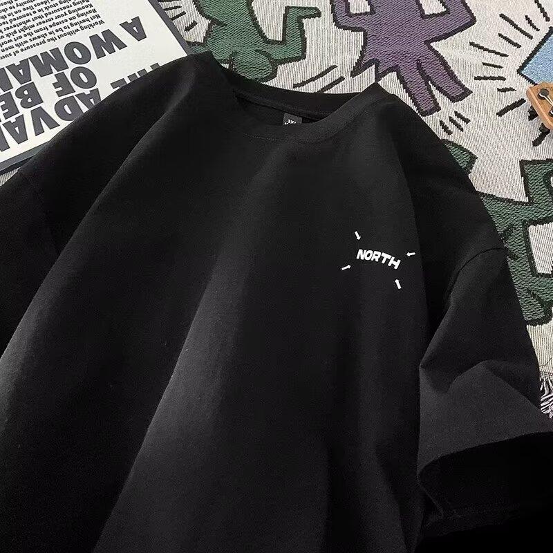 Tricou cu mâneci scurte imprimat cu litere la modă, cu gât rotund, pentru vară, în top casual