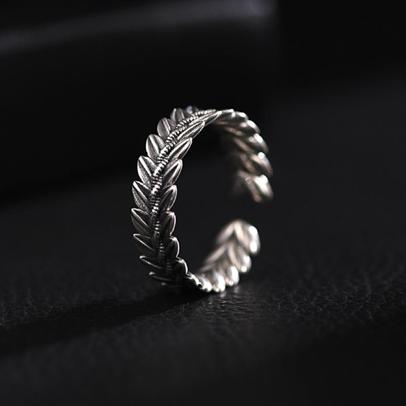 Personality Wheat Men And Women Simple Fashion 925 Sterling Silver Retro Exquisite Opening Rings  TYB345