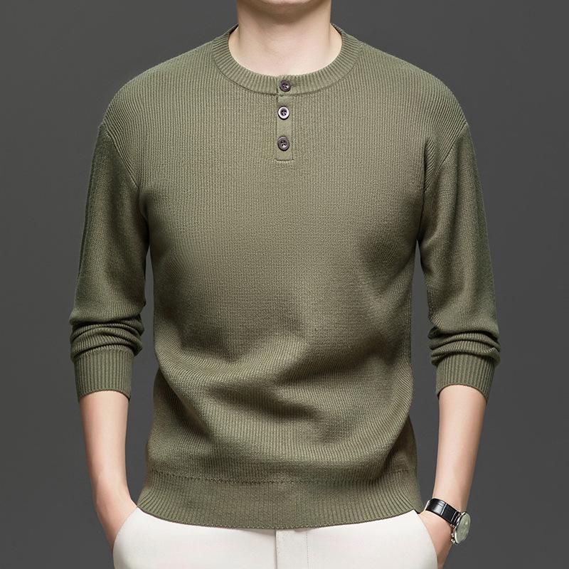 Men s Retro Round Neck Button Knit Sweater – Casual, Warm, and Versatile for Autumn/Winter 4XL