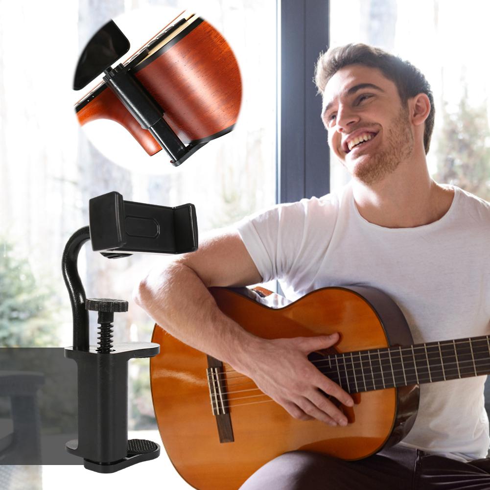 Guitar Phone Holder Hands-Free Adjustable Phone Support Multi-Purpose Thick Guitar Cellphone Mount for Drum Mobile Phone Bracket