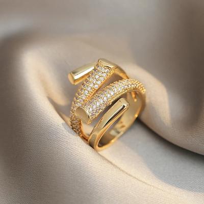 New European and American Design Micro Setting Zircon Metal Cross Opening Rings For Women's Gothic Girls' Luxury Jewelry