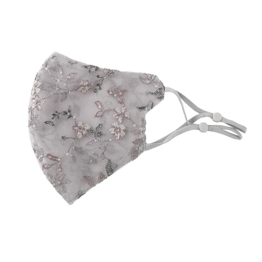 Embroider Flower Summer Lace Mask Breathable Half Face Covering Delicate Sunscreen Face Mask Women