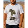 Europeiska storlekar Herr's Time is Money T-shirt med dödskalle- och sedelgrafik - med grön sedeldesign, ledig passform, kortärmad, rundhalsad T-shirt