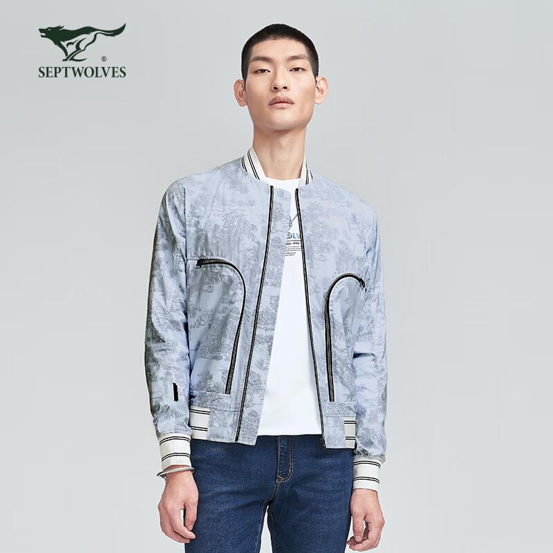 

Sevenwolves Men s Printed Casual Baseball Collar Jacket 3XL 185A