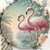 Creative Flamingo Flower Metal Tin Sign, Tropical Wall Art Poster For Living Room Bedroom Bathroom Decor