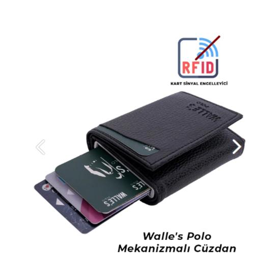 Dark Deri Otomatik Mekanizmalı Rfid Korumalı Çıtçıtlı Unisex Para & Kartlıklı Cüzdan