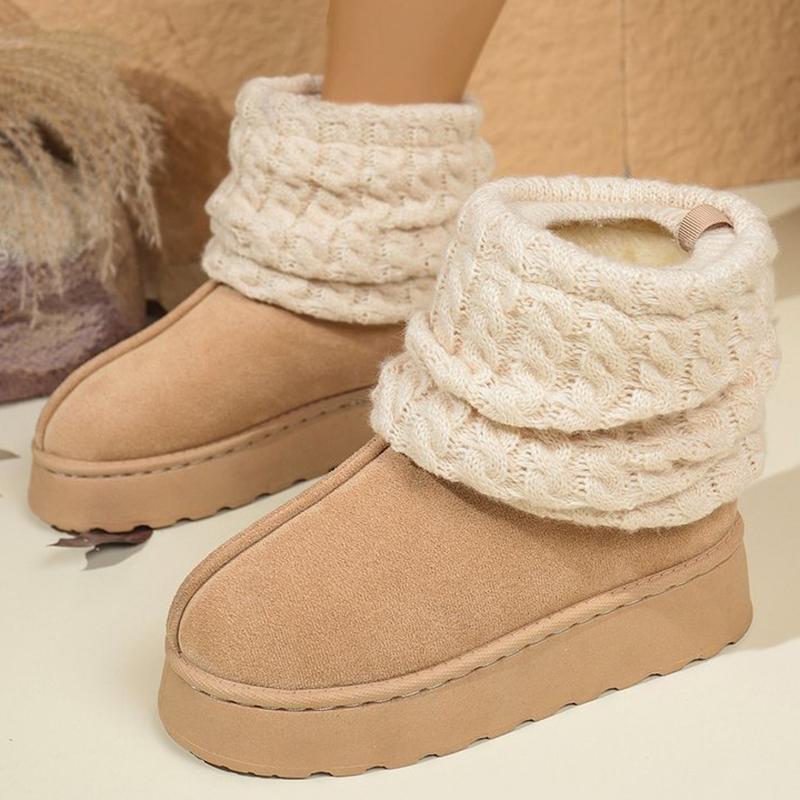 Móda Módní Pletené Návleky na Nohy Sněhule Dámské Zimní Teplé Kotníkové Boty z Umělé Kožešiny Žena Plus Size 37-43 Platforma Botas Dámské