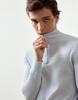 IKALOOK Merino Wool Zip-Up Turtleneck Knit Tee Bnit101
