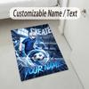 Personalized Crystal Velvet Carpet,Blue Lock Custom Printed Name, Plush Area Rug For Home Indoor Decor