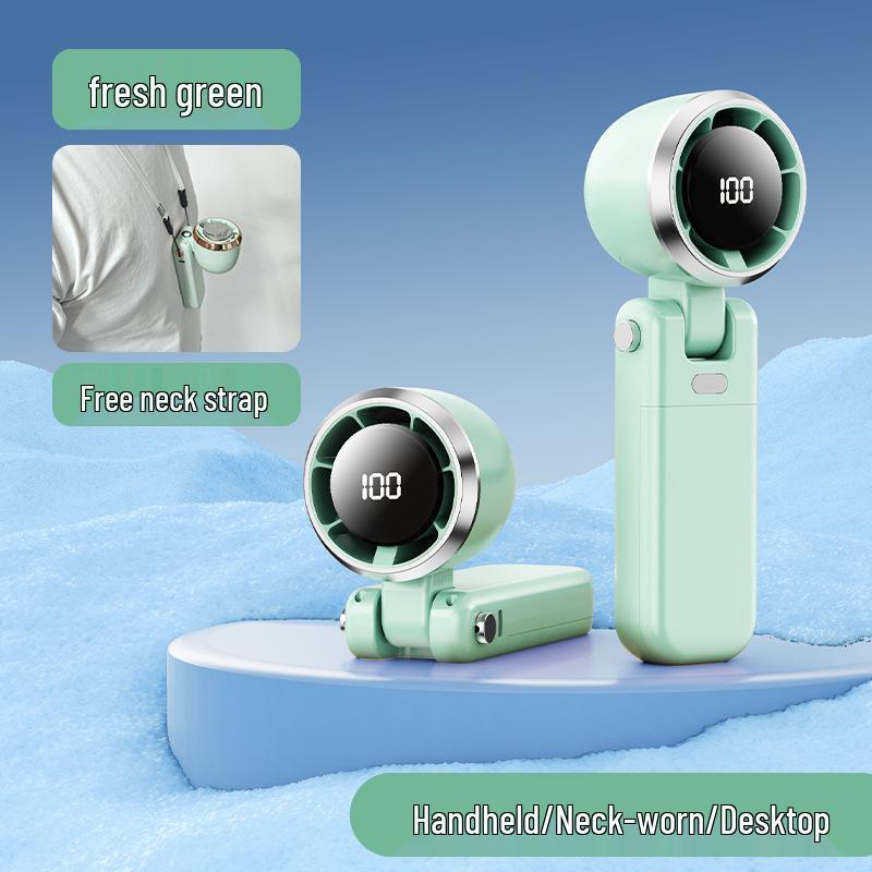 

USB Charging F2 Folding Mini Turbo Fan with 100 Speed Digital Display Handheld Fan