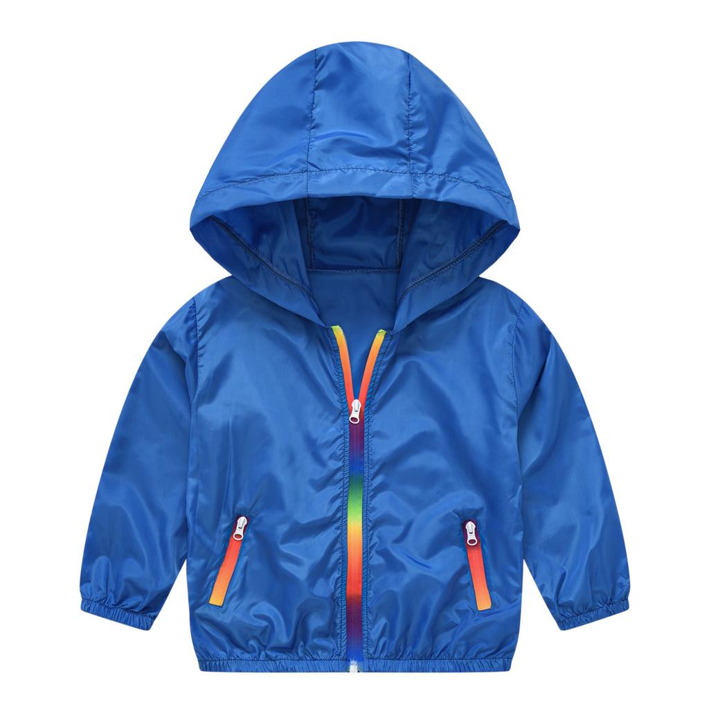 Children's Children's Sunscreen Jacket Boys and Girls Skin Coat Rainbow Hooded Sunscreen Clothing Air Conditioning Shirt