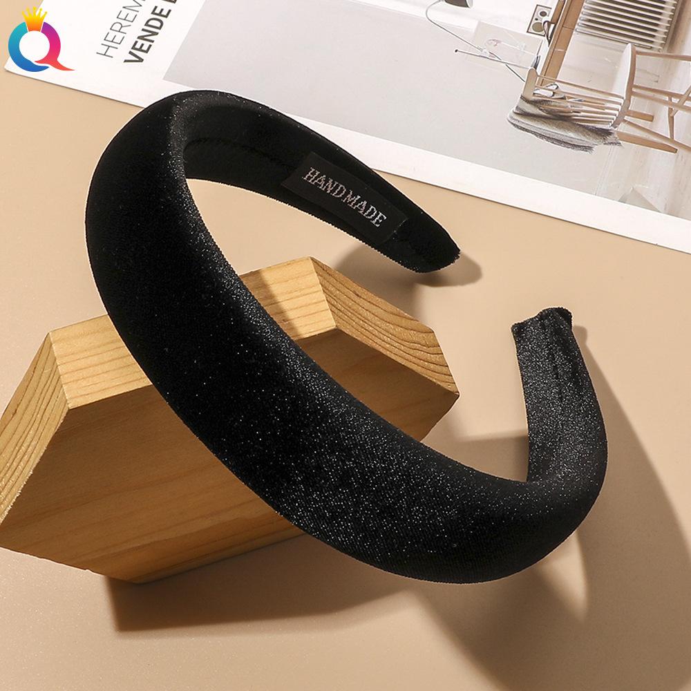 Vintage Velvet Headband Black Beige Wine Blue Green Sponge Hair Hoop Korean Women Elegant Hair Accessories
