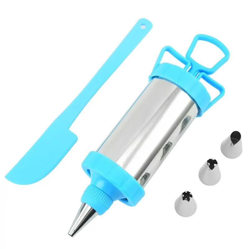 Cookie Syringe Cake Cream Press Maker DIY Pastry Syringe Extruder Stainless Cream Nozzles Scraper Accessories Baking Tools