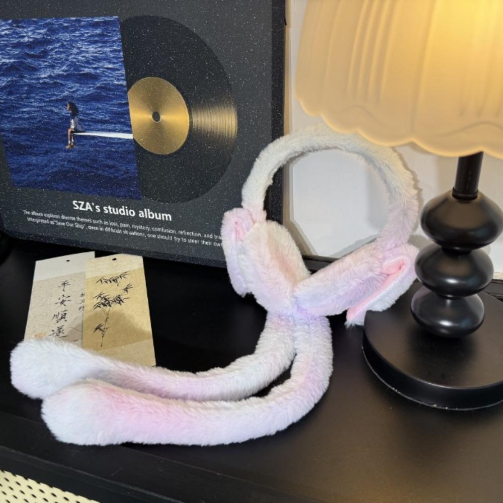 Cute Rabbit Ear Muffs Soft Colorful Winter Warm Earmuffs Moving Jumping Ears Ear Protection Cover for Women Girls