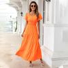 2025 Damen Sommer Maxi Sonnenkleid mit eckigem Ausschnitt & Puffärmeln