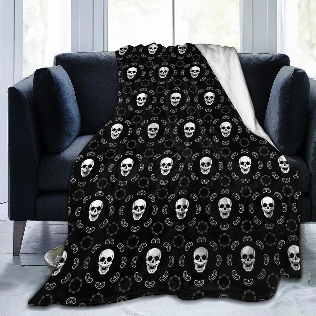 Mexican Sugar Skull Flannel Blankets Vintage Soft Warm Lightweight Throw Blankets for Home Office Couch Bed Sofa Car All Season