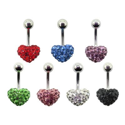 Ceramic Clay Diamond Ball Heart Shaped Navel Nail Full of Diamond Heart Shaped Navel Ring Inlaid with Diamond Jewelry