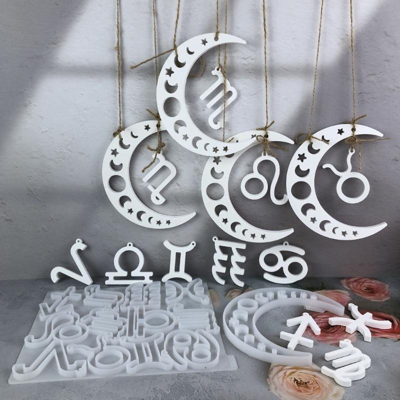 Pack of 2 Constellations Silicone Mold Handmade Craft Tool Silicone Pendant Moulds for Crafting Cement Wall Hangings