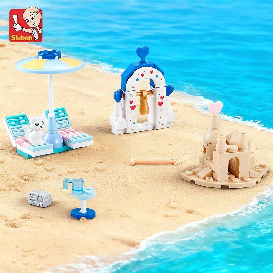 Sluban 0862 Girl Friend Summer Beach Construction Bricks Assembled Playthings Kids Learning Blocks DO IT YOURSELF Assembled Playthings