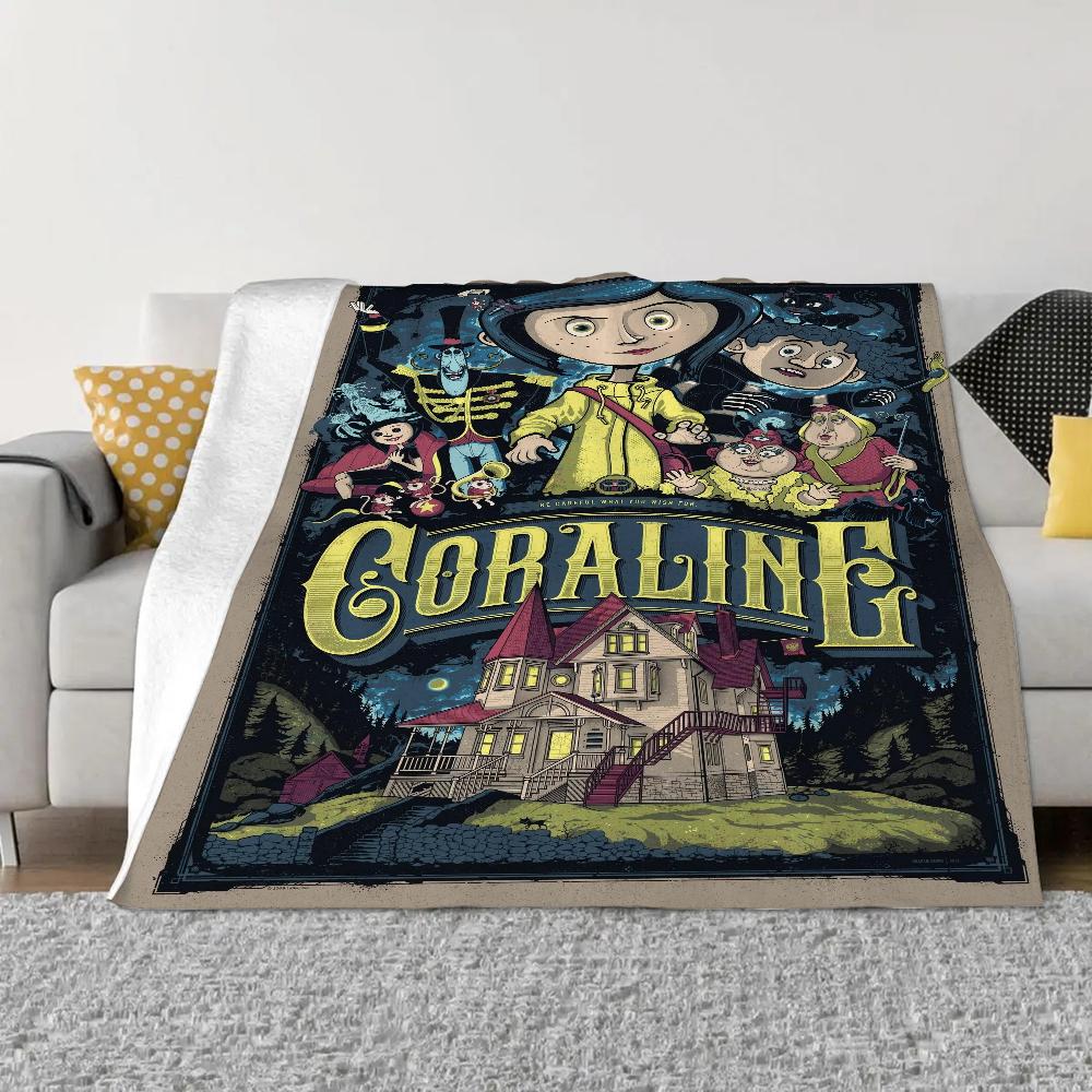 Coraline Fleece Blanket King Size Fluffy Soft Blankets & Throws Bed Throw Home Interior Microfiber Bedding Knitted Plaid Knee &
