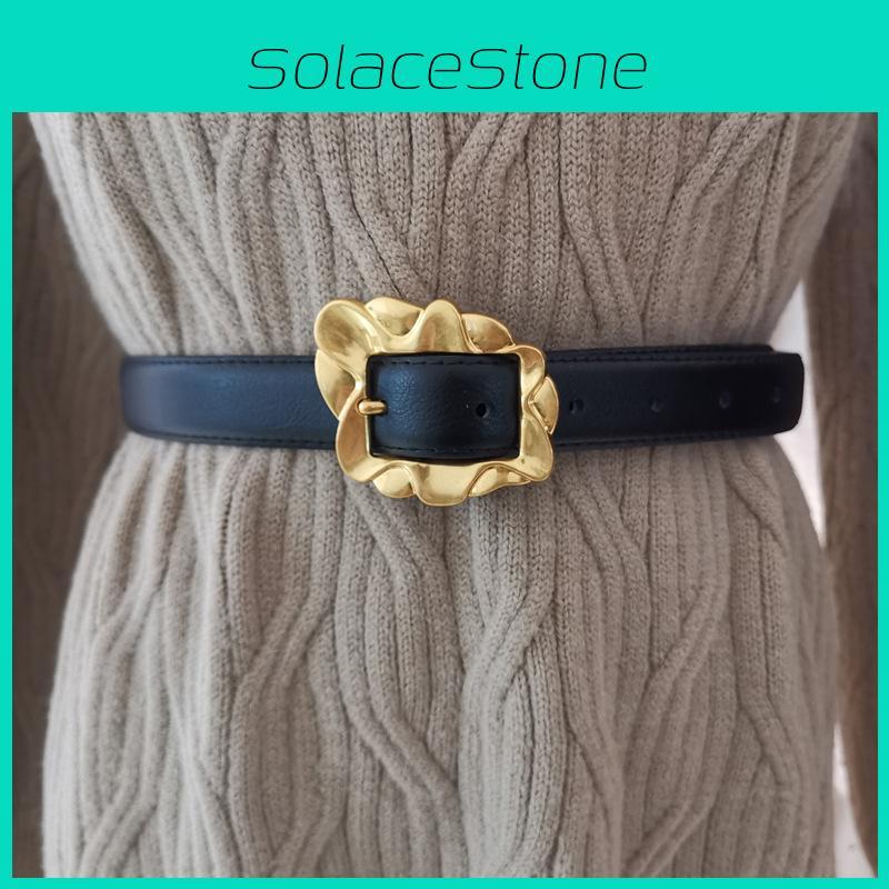 Женский кожаный ремень с металлической пряжкой в форме цветов для повседневного использования в офисе