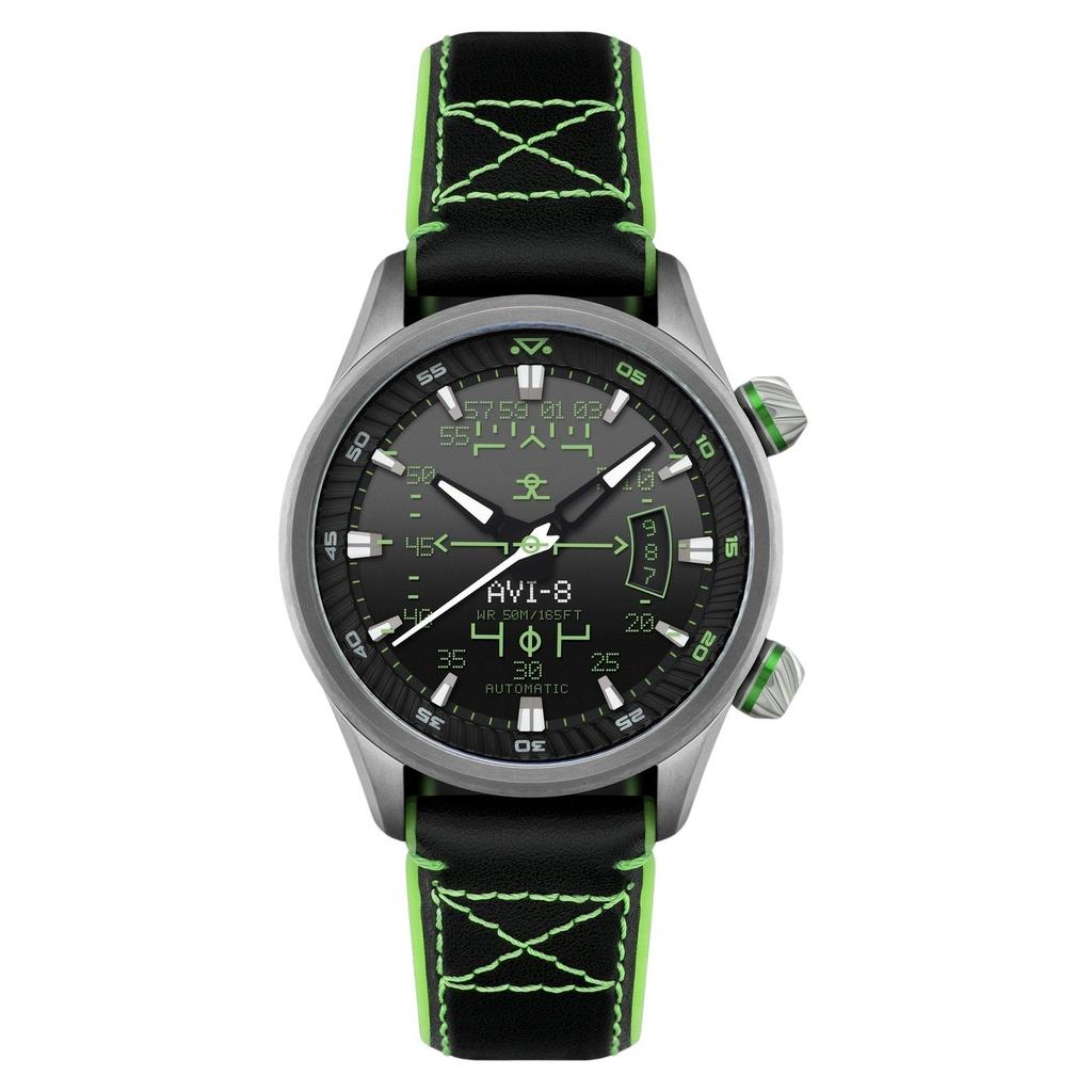 

AVI-8 Hawker Harrier HUD кожаный ремешок градиентный черный циферблат автоматические AV-4117-02 мужские часы чёрный