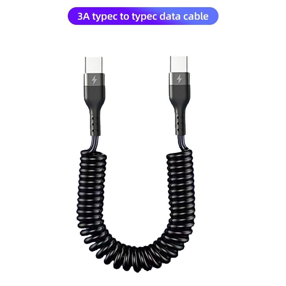 

HdoorLink 3 в 1 мобильный телефон, быстрая зарядка, USB Type-C, кабель для передачи данных, пружинный автомобильный зарядный кабель Micro USB для iphone, Xiaomi, Samsung type-c to type-c cable(1m) чёрный