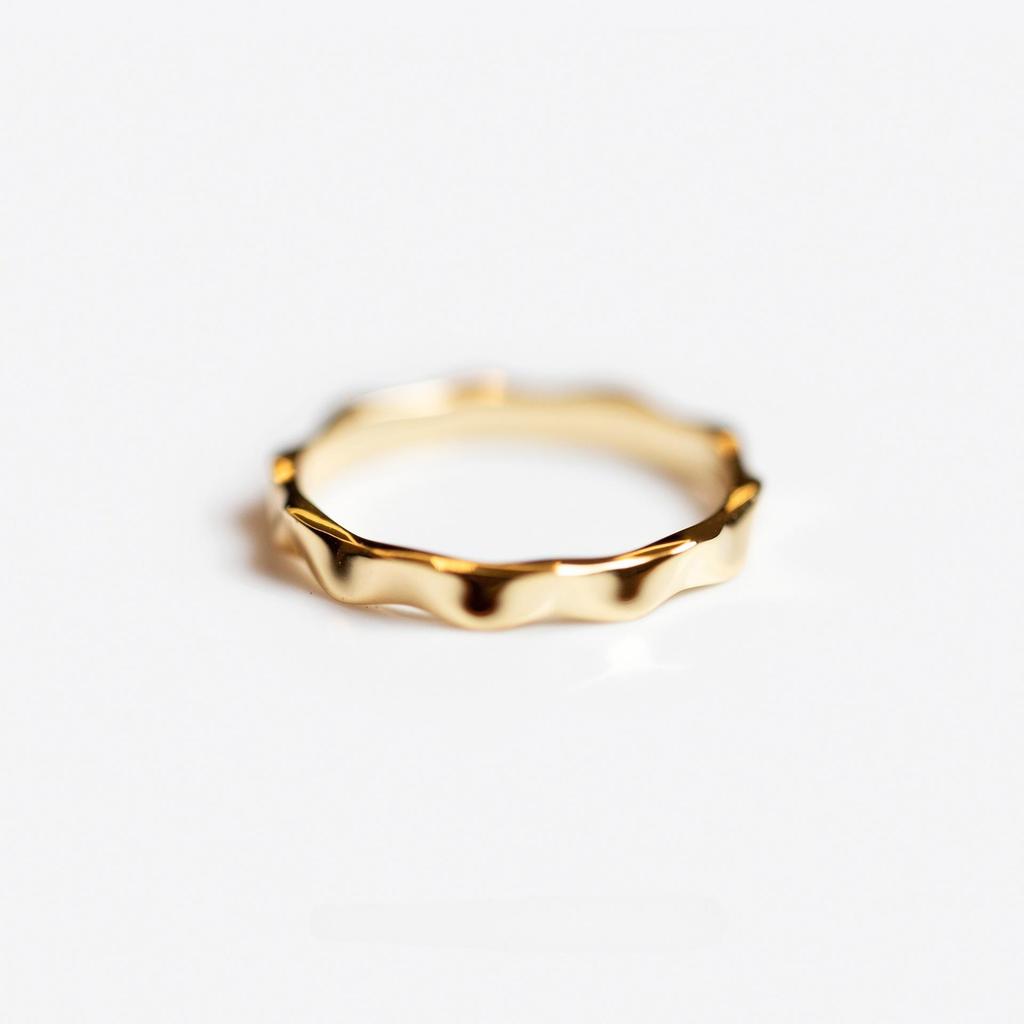 18K Gold-Plated S925 Sterling Silver Wavy Bamboo Ring