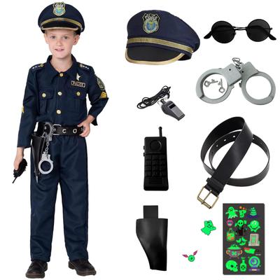 GOKEI Police Costume for Authentic Perfect for and Includes and Perfect As a Christmas Gift for and Size M Kids, 9-Piece Set, Halloween, Boys, Kids.