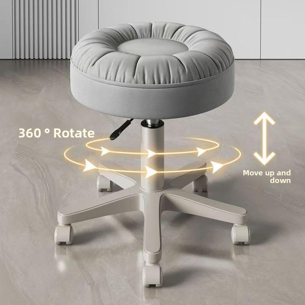 360° drehbarer Make-up-Stuhl mit Rädern, Rollen, Hebefunktion, runder Hocker, verstellbare Höhe, platzsparend, Barhocker, Friseurstuhl