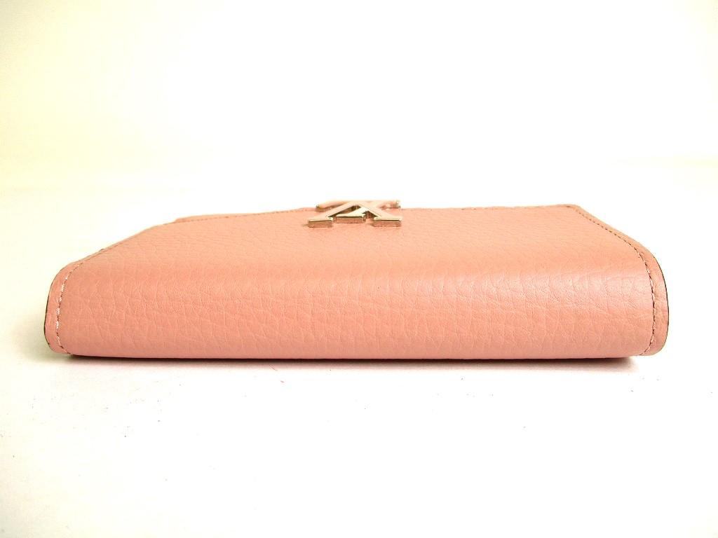 Autentická LOUIS VUITTON světle růžová taurillonová kožená peněženka s trojdílnou peněženkou Kompaktní #a065 Repasované