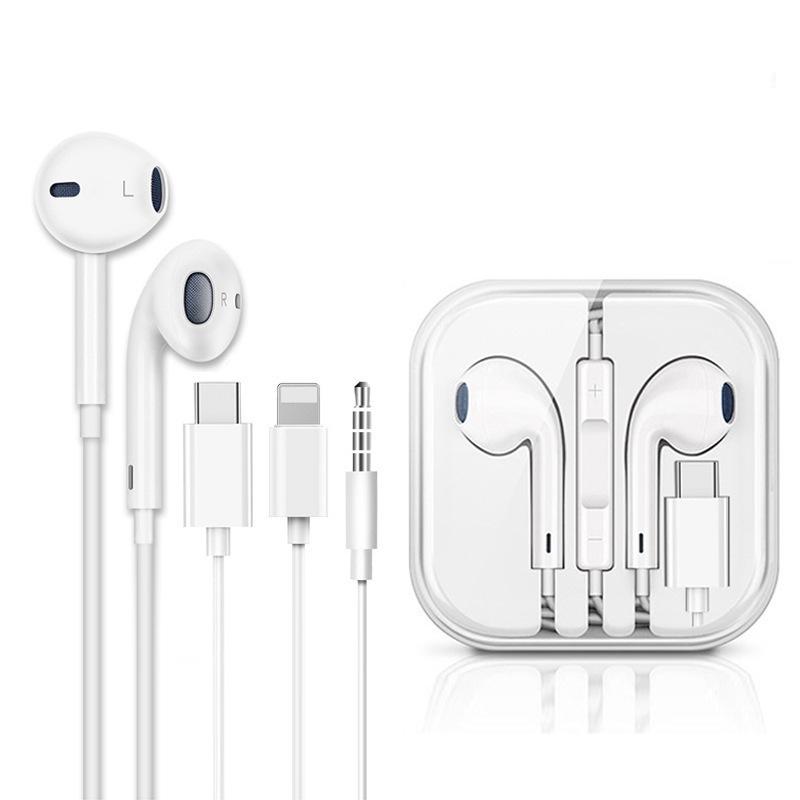 3.5mm Wired In-Ear Earphones with Microphone & Type-C Control for Apple, Huawei, Android, Xiaomi