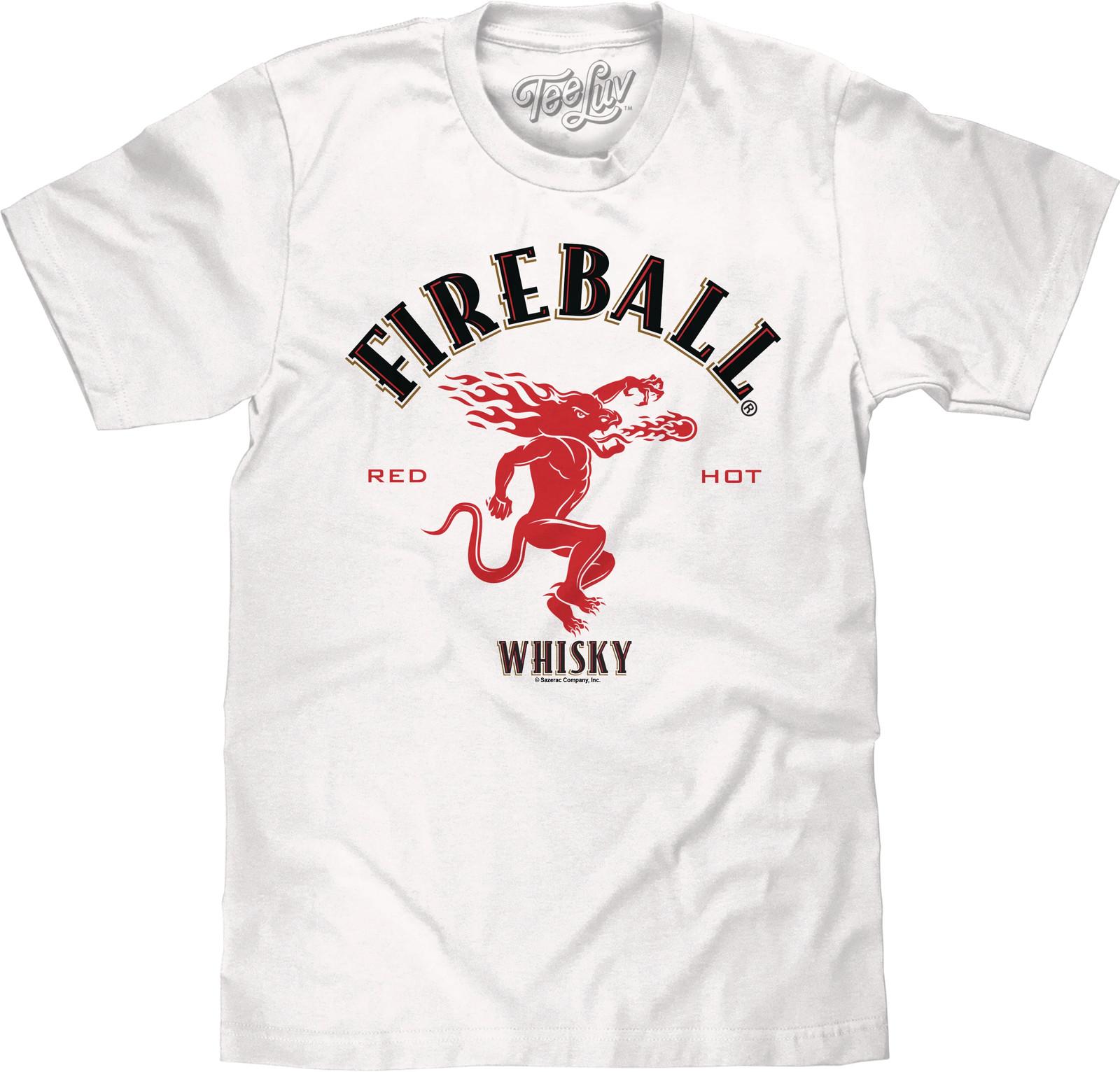 Fireball Whisky Dragon Logo Mens T Shirt White XXXL