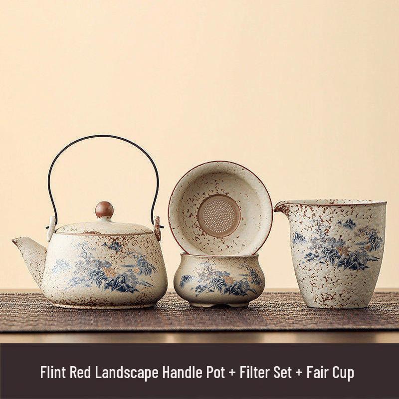 Chaxun Flint Red Landscape Tea Ceremony Set