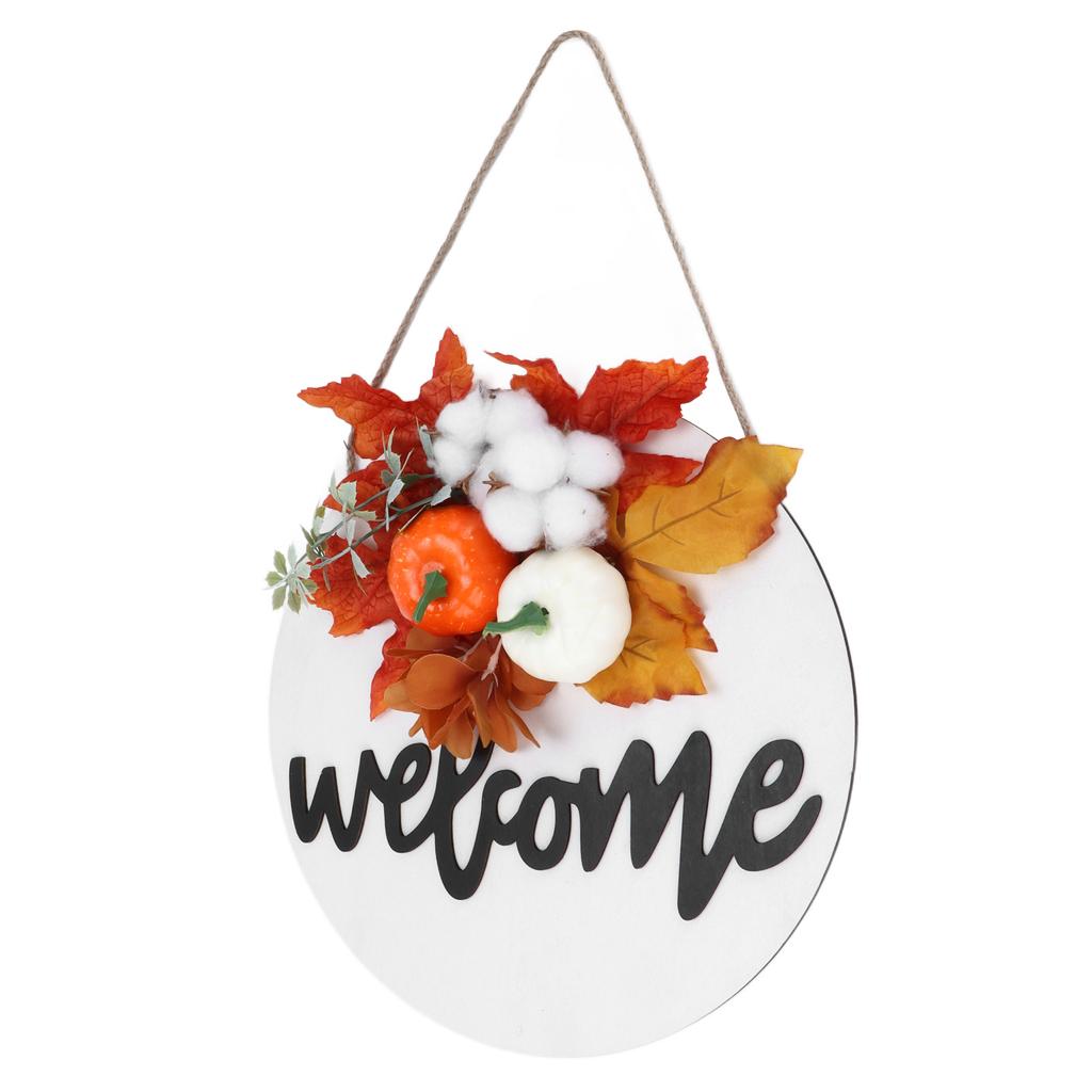 Round Wood Door Sign Farmhouse Front Door Hanging Welcome Sign Decors for Halloween Christmas