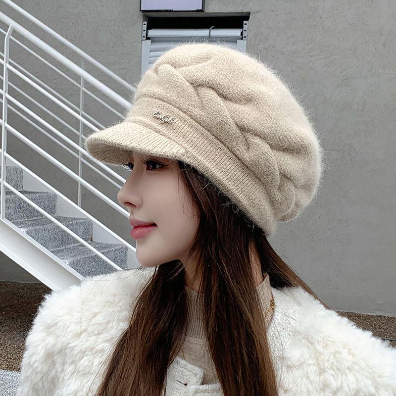 

Шляпа Женская Зимняя Модная Теплая Вязаная Шерстяная Шапка Осень и Зима Велоспорт Защита Ушей Кепка с Козырьком One Size