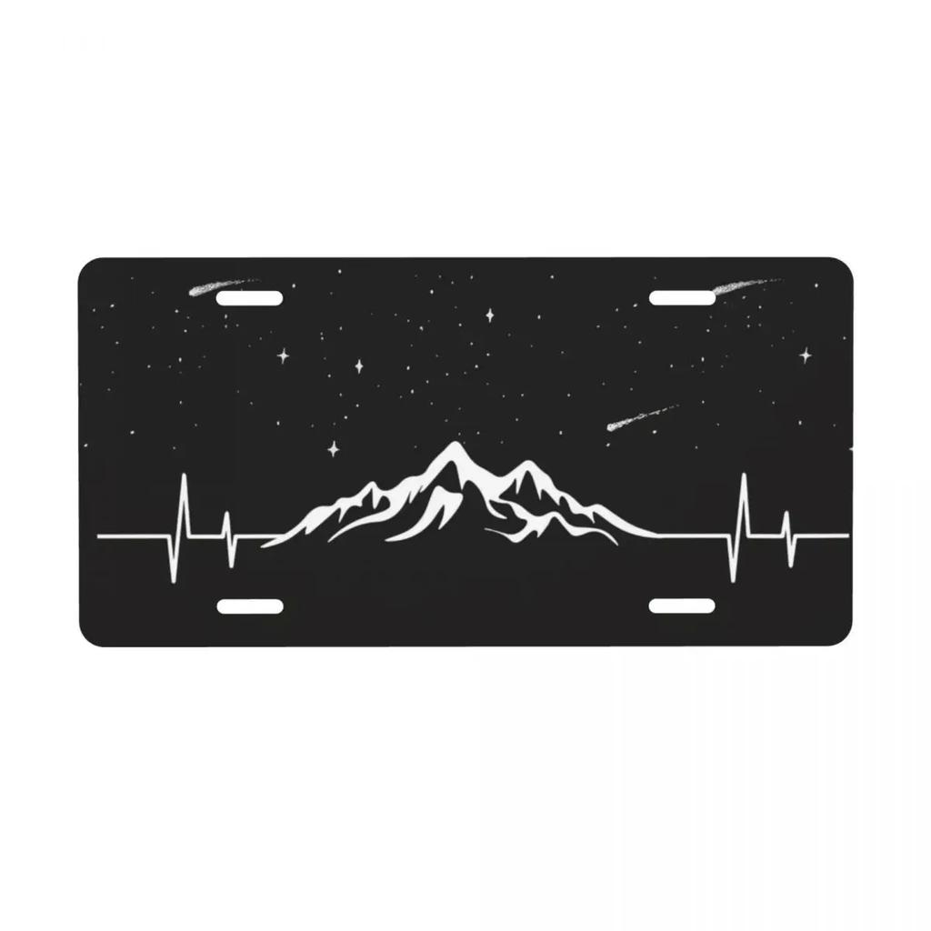 Novelty Deer In The Mountains Decorative Metal License Plate Compass Camper Aluminum Car Front Vanity Tag 6x12 Inch