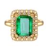 Lindon Vintage Luxury Geometry Emerald Ring for Women Rectangular Gemstone Silver 925 Jewelry Female Anniversary Gift Banquet