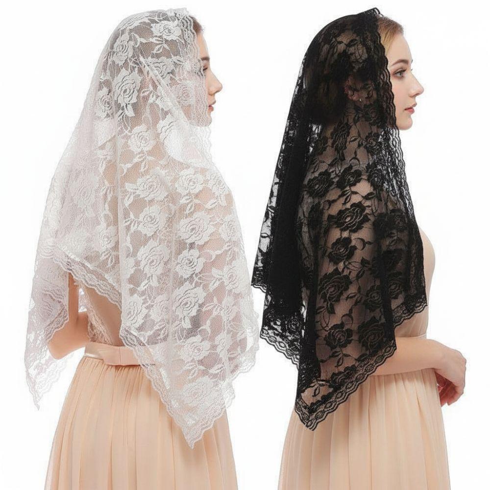 Breathable Elegant Veil Long Prayer Shawl Temperament Lace Shawl Wedding