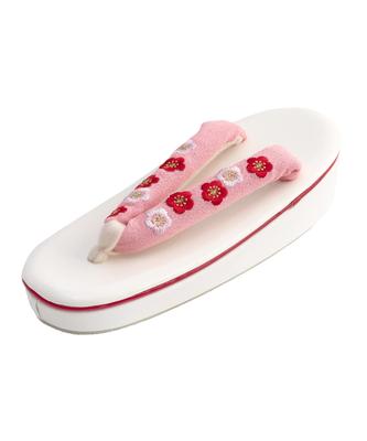 Embroidered Sandals 21cm for Sandals for 7 Years Old White Base Pink [Kyoetsu] Girls, Children's Shichigosan, ((02) - Strap)