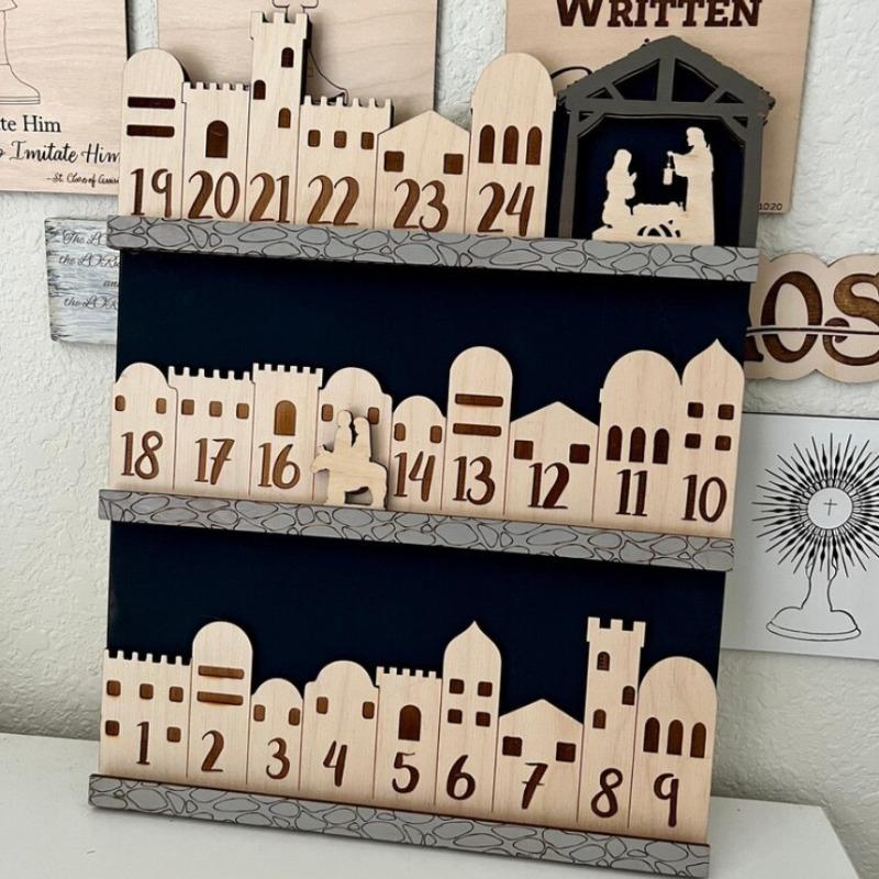 Weihnachtskalender Holz Reise Adventsdekoration Countdown